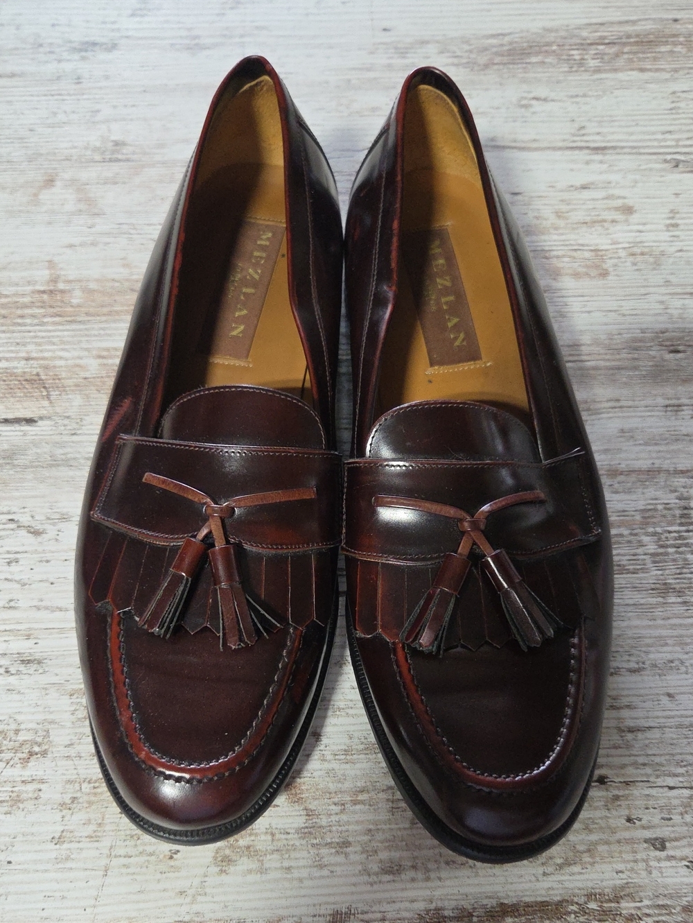 Mezlan Men’s Dark Burgundy Leather Tassel Loafers